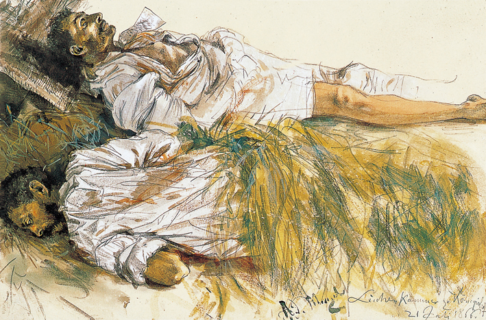  Adolpyh Von Menzel —— 躺在稻草上的两个死去的士兵